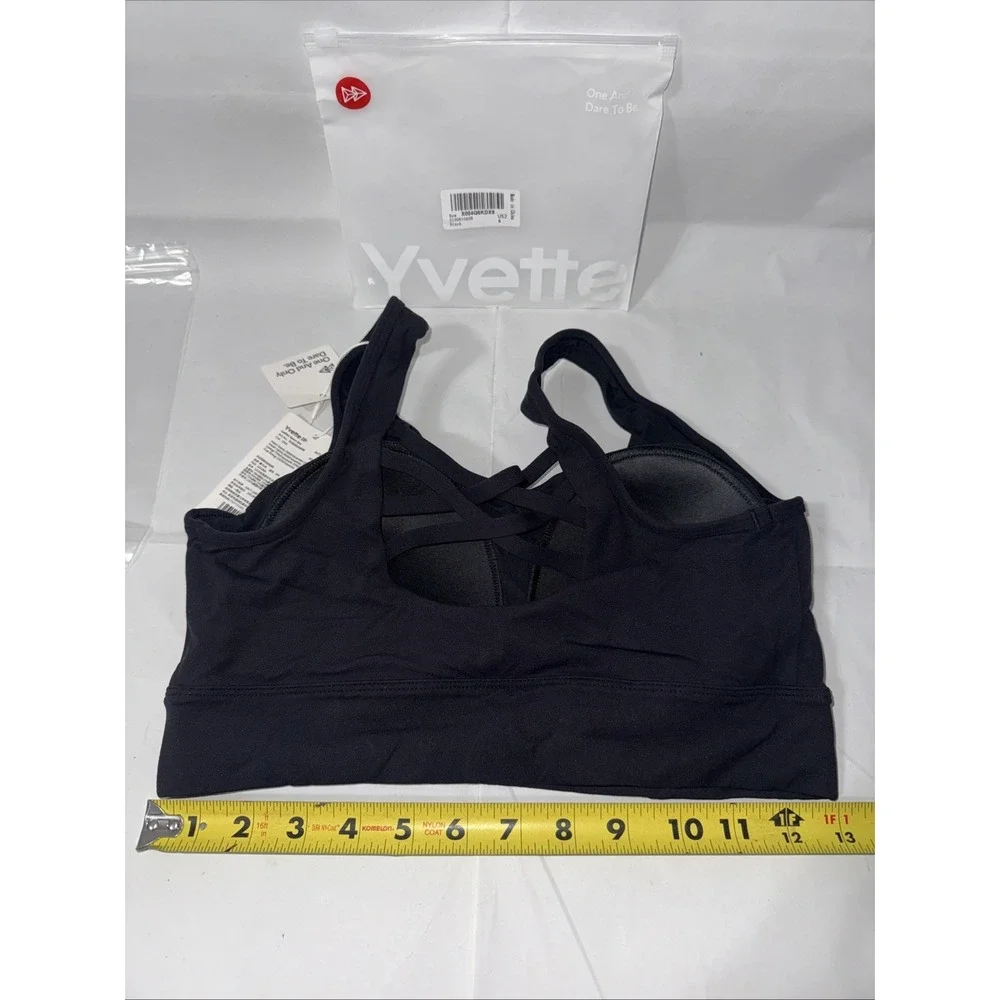 Yvette Women's Cross Back Sports Bras U-Neck Yoga‎ Bra with Wide Strap New
